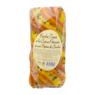 BRIOCHE TRESSEE A LA CREME PATISSIERE ET AUX PEPITES DE CHOCOLAT SACHET 400 G / 7