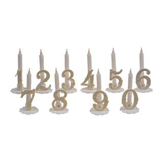  BOUGIE CHIFFRE N°7 SUPPORT PLASTIQUE BLANC ET OR 3.5 CM