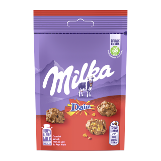 SNAX PEPITES CHOCOLAT AU LAIT ET DAIM MILKA SACHET 145G /10