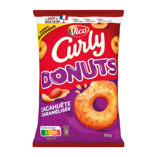 EXTRUDES DONUTS CARAMEL SEL CURLY SACHET 100G/14