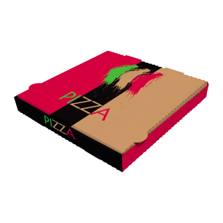 BOÎTE À PIZZA KRAFT BRUN - 33X33X3.5 CM - IMPRESSION 3 COULEURS