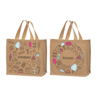 SAC CABAS JUTE GOURMANDISE 37+22X36CM/25