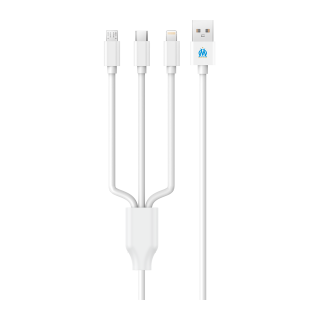 CÂBLE 3 IN 1 PVC BLANC 1MÈTRE (OM)/5