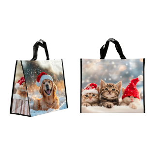 SAC CABAS PP NOEL CHATONS 440+200X400MM/125