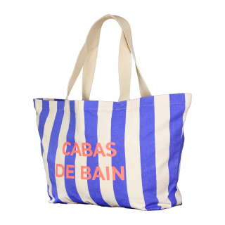 SAC COTON CABAS BAIN BLEU 640+150X360MM/50