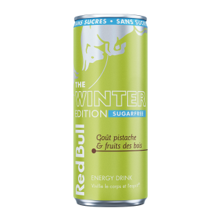 RED BULL WINTER EDITION SANS SUCRES GOÛT PISTACHE ET FRUITS DES BOIS CANETTE 25 cl / 24 