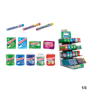 KIT GUM PCP MENTOS HOLLYWOOD 13 BOITES + PLV DE COMPTOIR