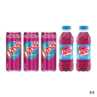 KIT OSF OASIS POMME CASSIS CANS + PET 5 FARDEAUX